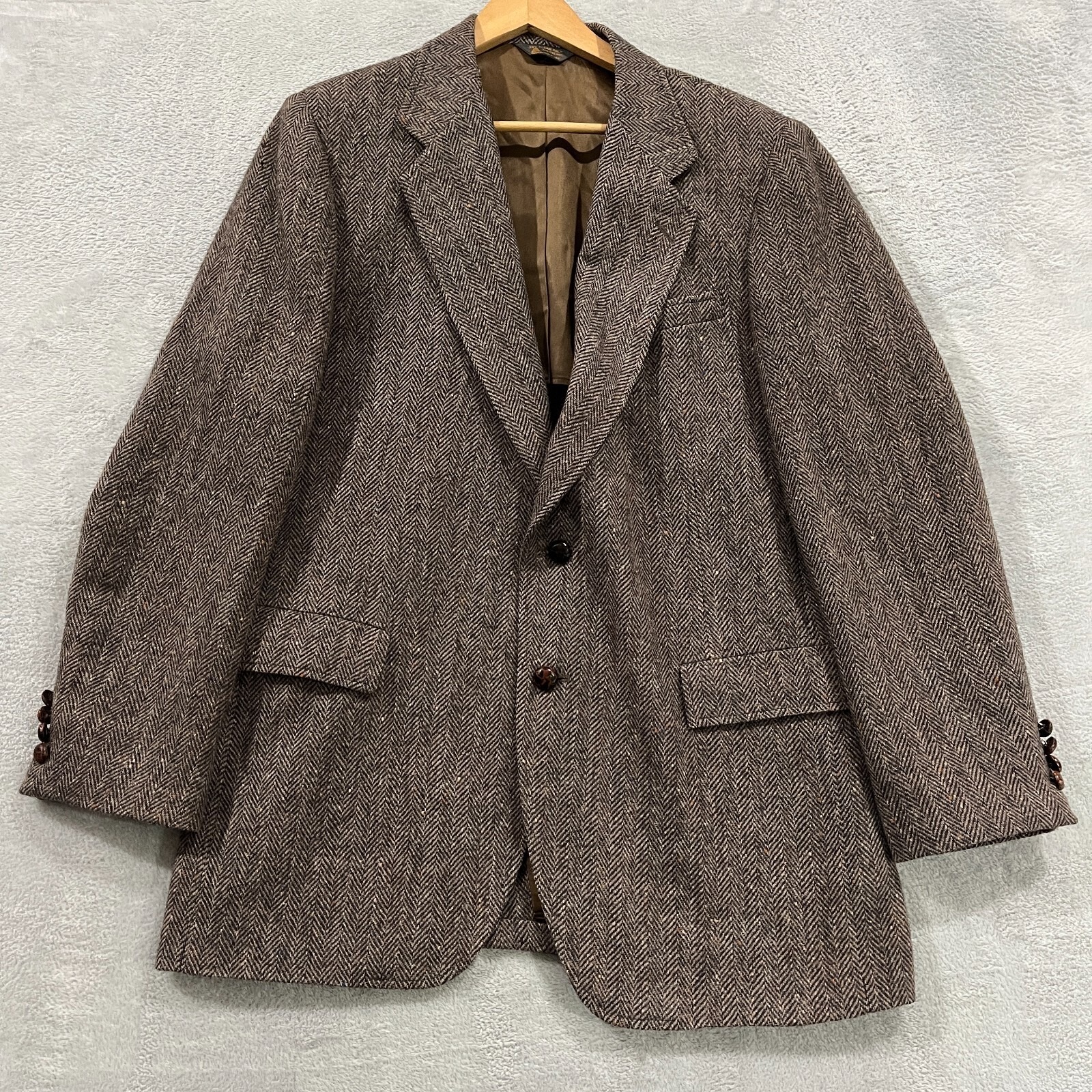 Vtg Kuppenheimer Tweed Blazer Jacket 42 Wool Herringbone Saddleworth 90s